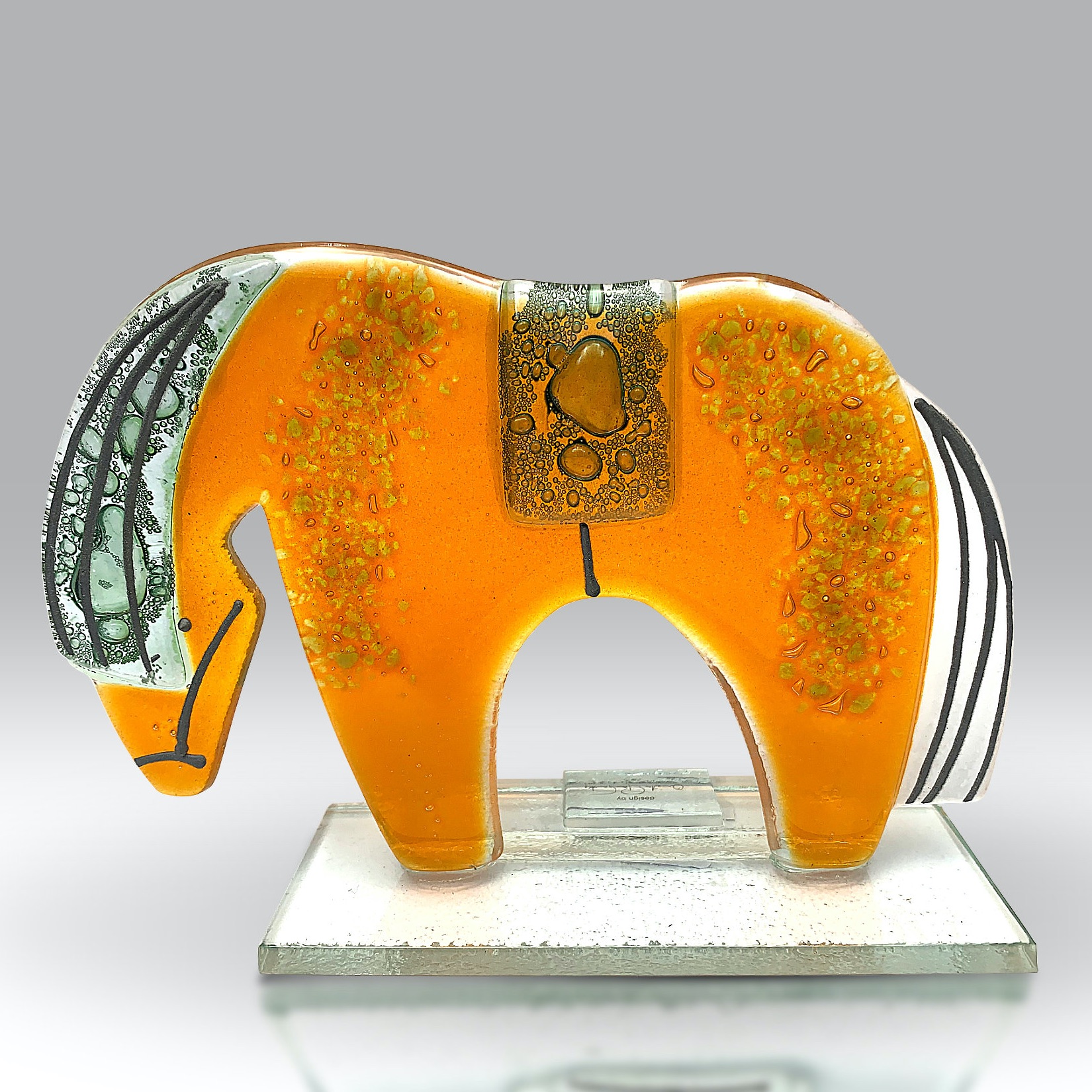 Fused Glass Ornament Horse Amber Nobilé Glassware 2126-20 