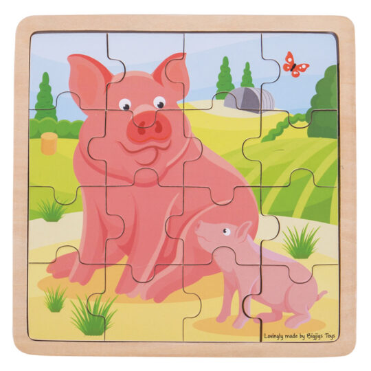 Pig & Piglet Tray Puzzle by Bigjigs Toys - BJ495