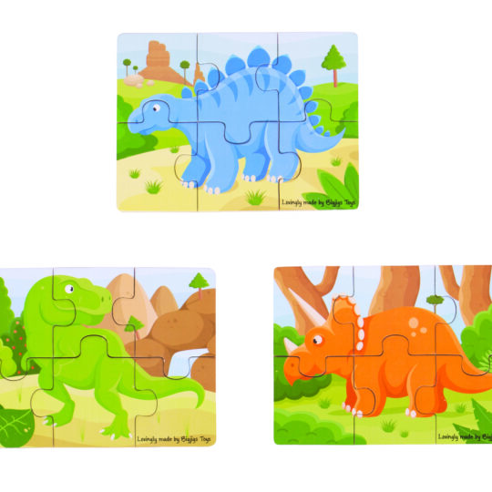 Dinosaur Six Piece Puzzles by Bigjigs Toys - BJ816