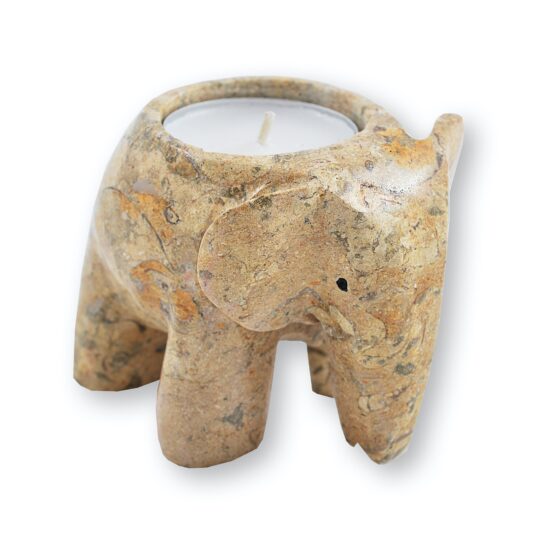 Fossilstone Elephant Candle Holder (3") - ON314