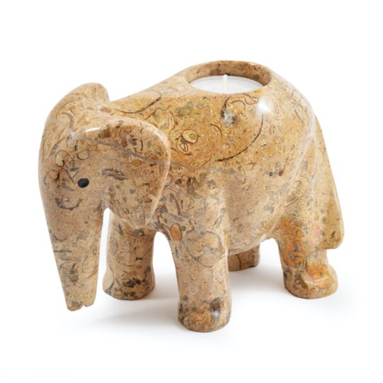 Fossilstone Elephant Candle Holder (6") - ON316