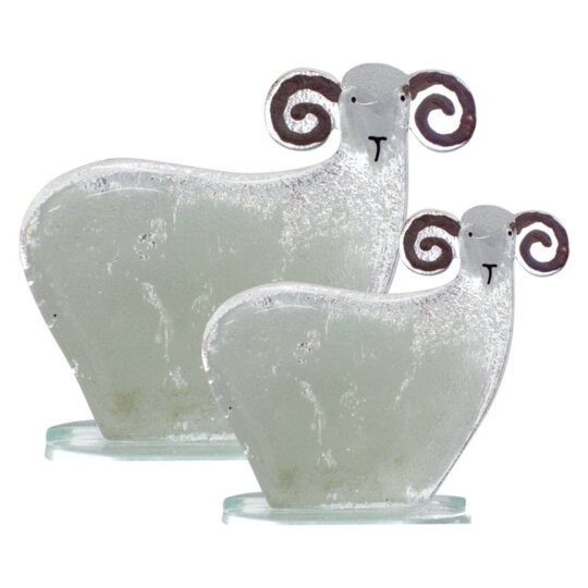 Fused Glass Sheep White by Nobilé Glassware - 1051-14