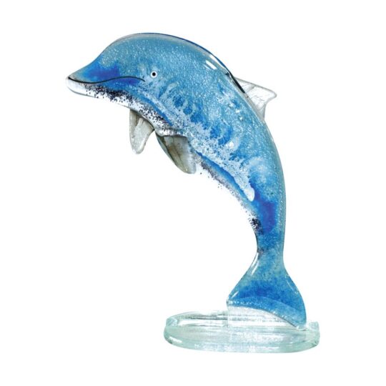 Fused Glass Dolphin Blue by Nobilé Glassware - 1090-14