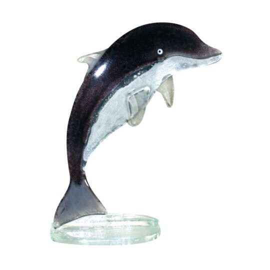 Fused Glass Dolphin Black by Nobilé Glassware - 1091-14