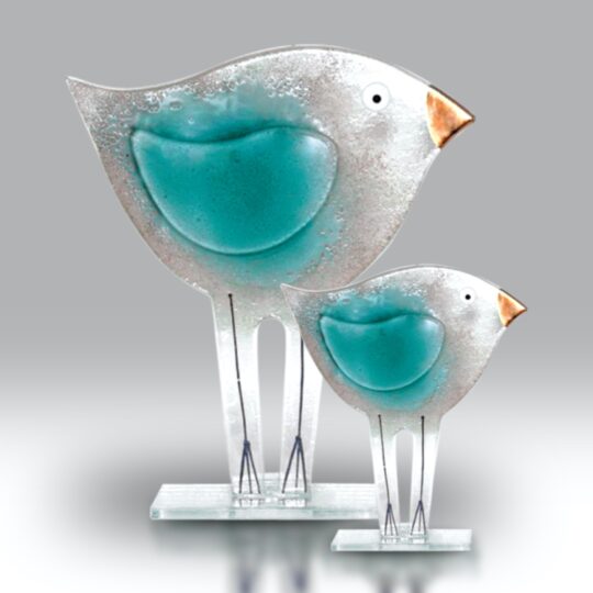 Fused Glass Bird Teal by Nobilé Glassware - 1552-16