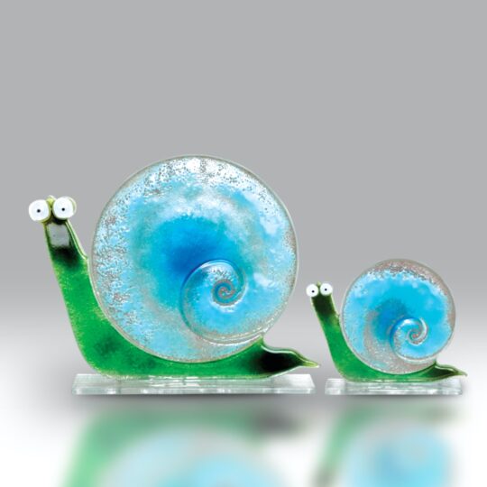 Fused Glass Snail Ocean Blue Large by Nobilé Glassware - 1556-16