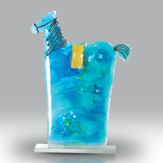 Fused Glass Horse Blue by Nobilé Glassware - 1744-17