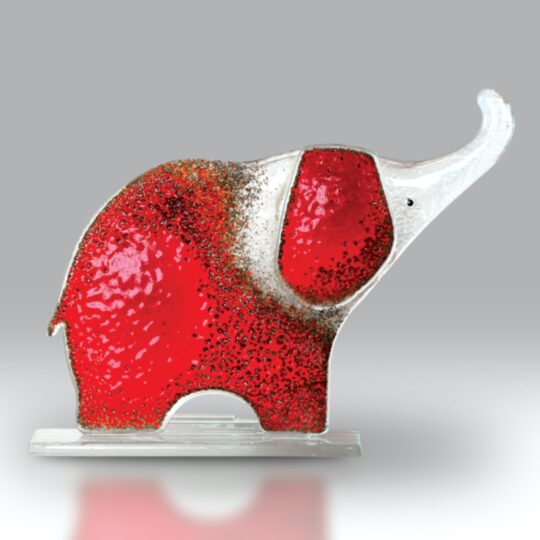 Fused Glass Elephant Trunk Up Rosso by Nobilé Glassware - 1757-17