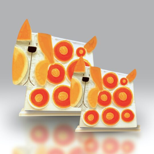 Fused Glass Dog Spot Orange by Nobilé Glassware - 1783-17