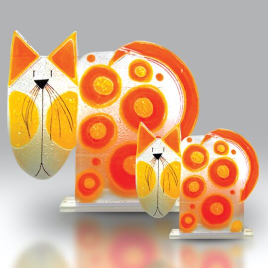 Fused Glass Cat Spot Orange by Nobilé Glassware - 1786-17