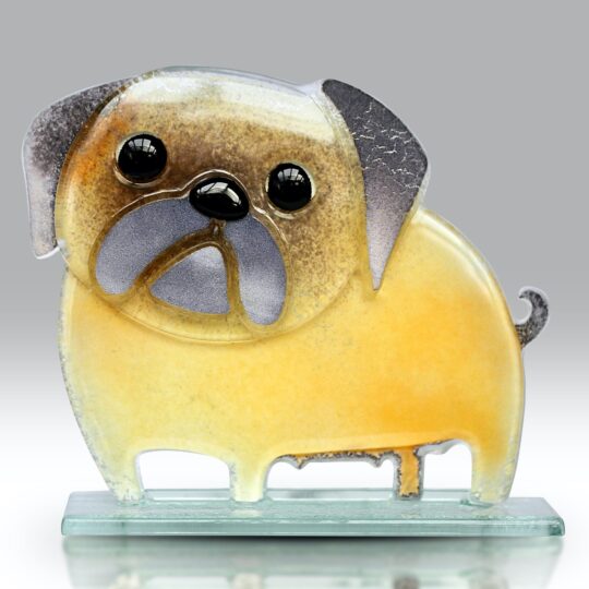 Fused Glass Pug Fawn by Nobilé Glassware - 2001-19