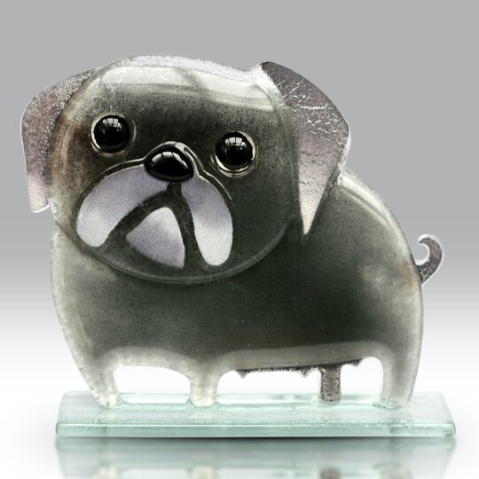 Fused Glass Pug Charcoal by Nobilé Glassware - 2002-19