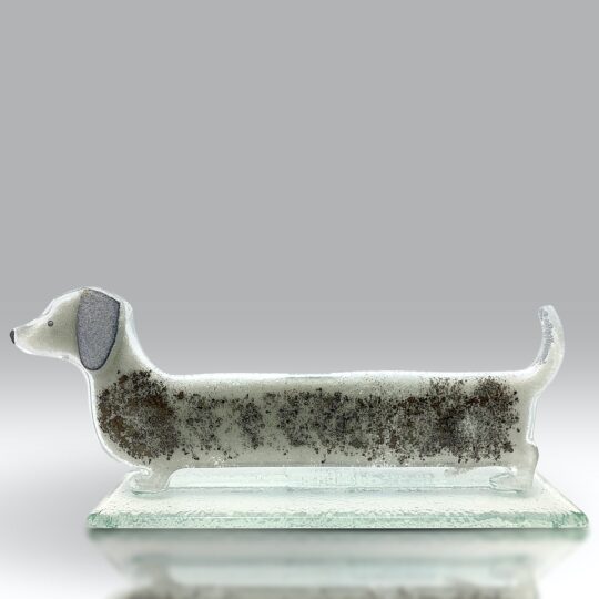 Fused Glass Sausage Dog Charcoal by Nobilé Glassware - 2133-20