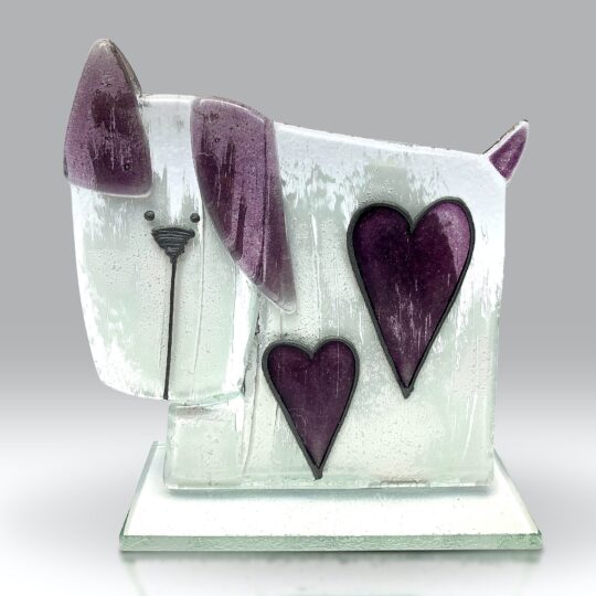 Fused Glass Dog Heart Purple by Nobilé Glassware - 2143-20