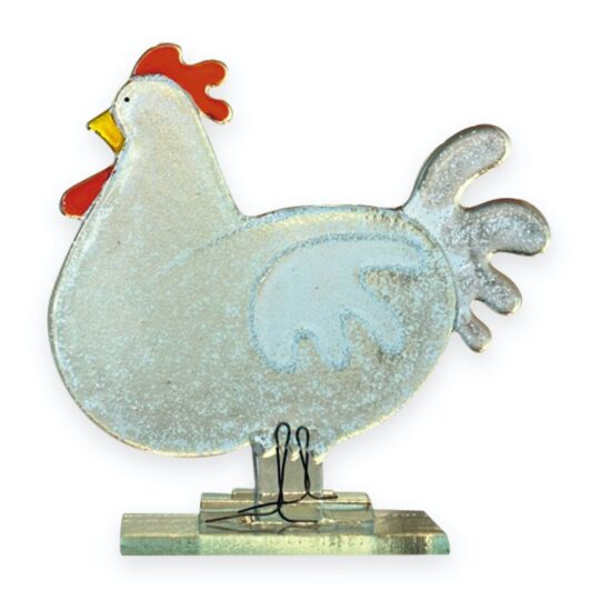 Fused Glass Hen White Large by Nobilé Glassware - 234-N10