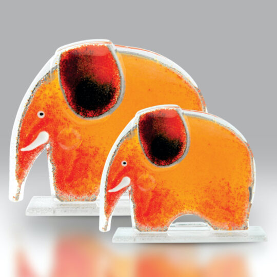 Fused Glass Elephant Amber by Nobilé Glassware - 429-N10S