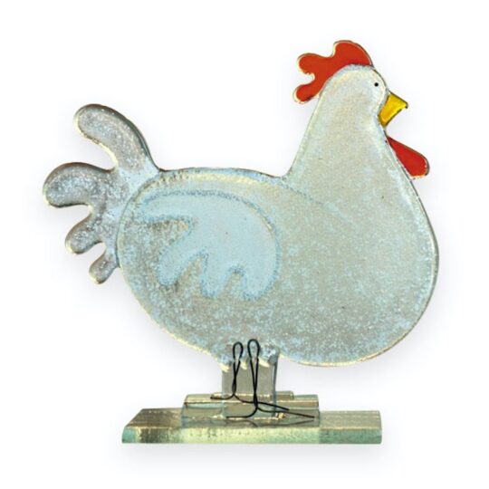 Fused Glass Hen White by Nobilé Glassware - 551-11