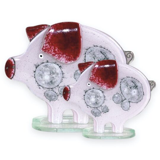 Fused Glass Ornament Piglet Pink Nobilé Glassware 583-11 
