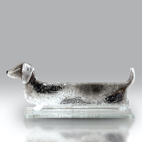 Fused Glass Sausage Dog Grey by Nobilé Glassware - 701-12