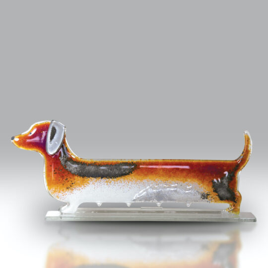 Fused Glass Sausage Dog Honey by Nobilé Glassware - 702-12