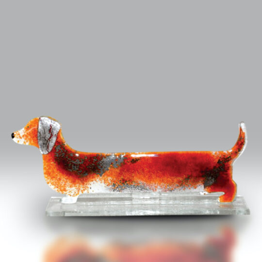 Fused Glass Sausage Dog Brown by Nobilé Glassware - 703-12