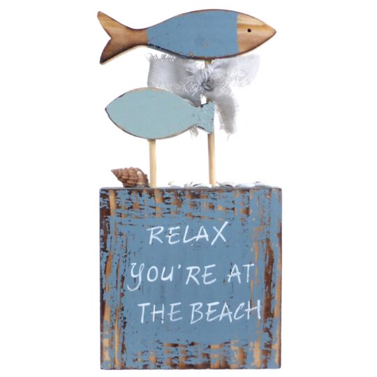 Fish on a Block (Rustic Blue) by Quay Traders - 8225