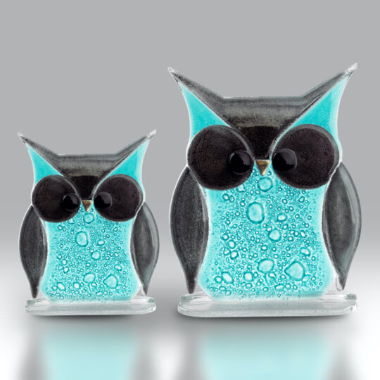 Fused Glass Owl Teal by Nobilé Glassware - 887-13