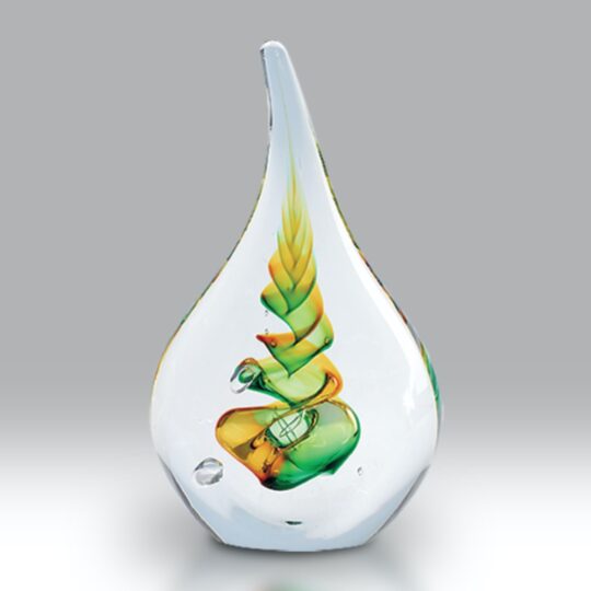 Drop Paperweight Green & Gold by Nobilé Glassware - DPW-GGO