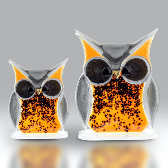 Fused Glass Owl Brown Large by Nobilé Glassware - OWL-B-L