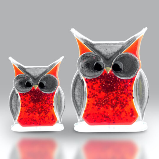 Fused Glass Owl Red Large by Nobilé Glassware - OWL-R-L