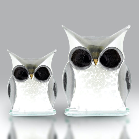 Fused Glass Owl White by Nobilé Glassware - OWL-W-S