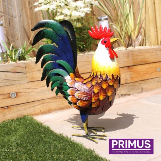 Farmyard Rooster Metal Garden Sculpture by Primus - PQ1201