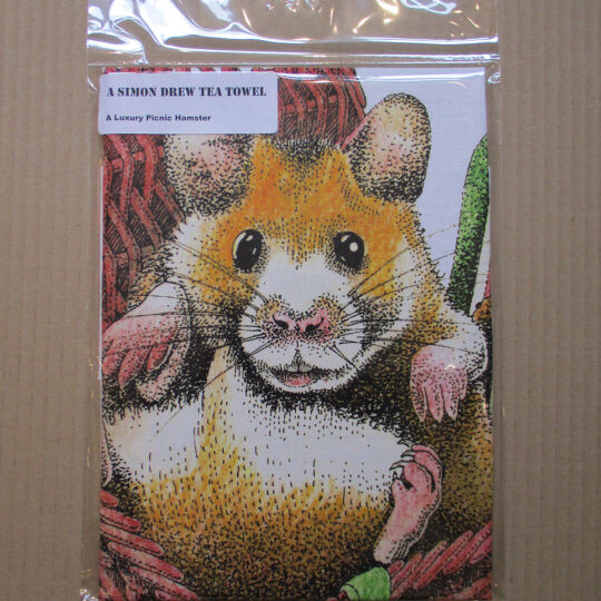 A Luxury Picnic Hamster Bagged Tea Towel by Simon Drew - TT70