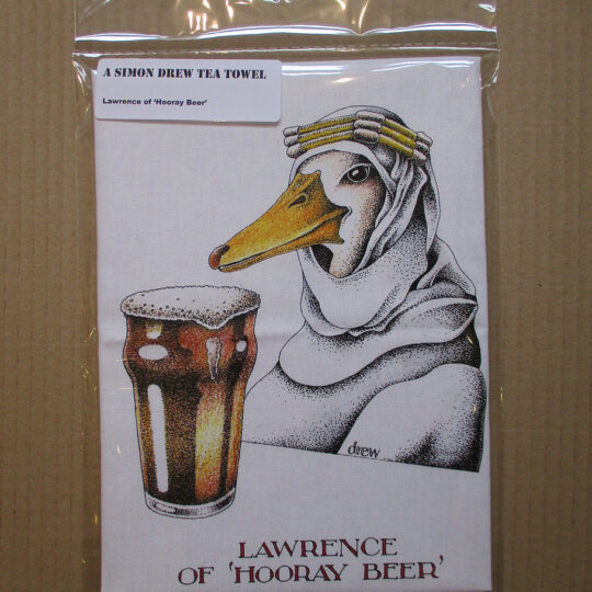 Lawrence of Hooray Beer Bagged Tea Towel by Simon Drew - TT75