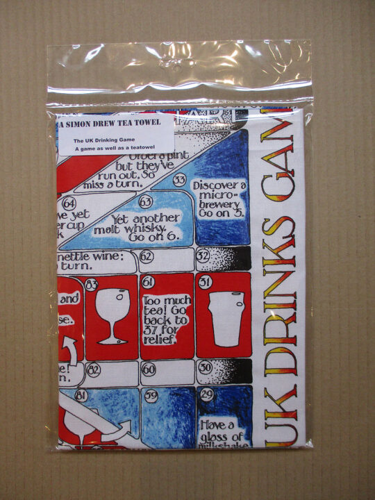 UK Drinking Game Bagged Tea Towel by Simon Drew - TT80