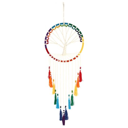 Rainbow Beaded Tree of Life Dreamcatcher by Jones Home & Gift - DC_49631