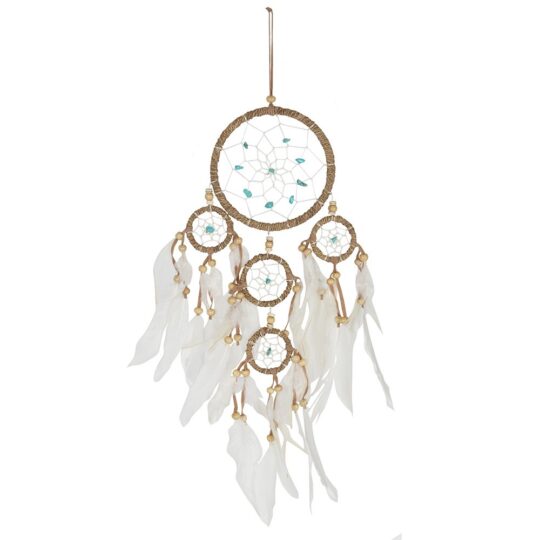Natural Dreamcatcher with Turquoise Beads by Jones Home & Gift - DC_59238
