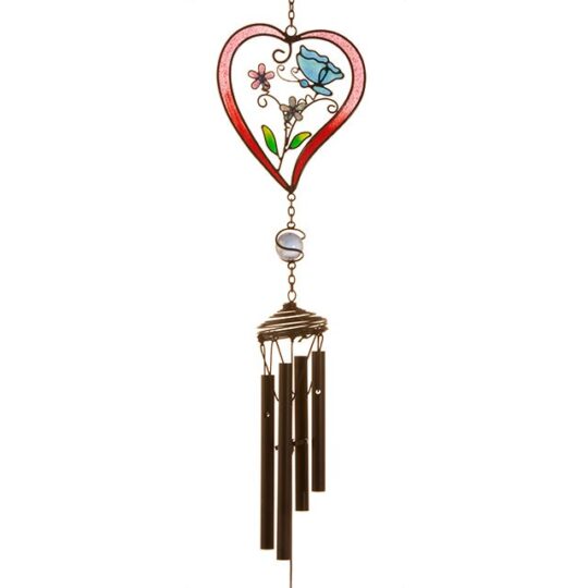 Red Heart Glass Windchime by Jones Home & Gift - WC_44116