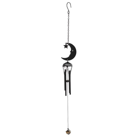 Black Crescent Moon Cutout Windchime by Jones Home & Gift - WC_49030