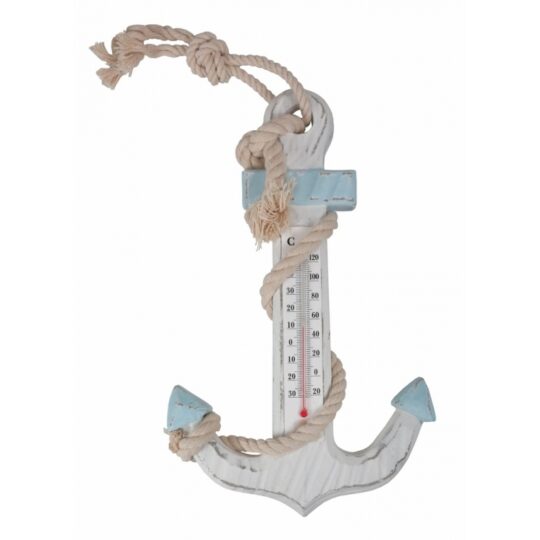 Wooden Anchor Thermometer (Light Blue) by Quay Traders - 8712