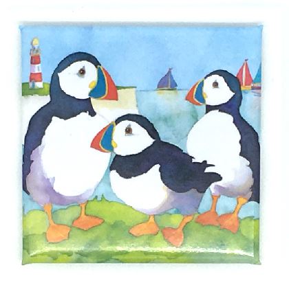 Puffins & Lighthouse Magnet by Emma Ball - MT09