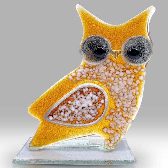 Fused Glass Hooty Golden by Nobilé Glassware - 2224-21