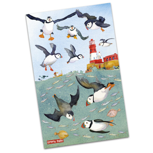 Diving Puffins Tea Towel by Emma Ball - CF80