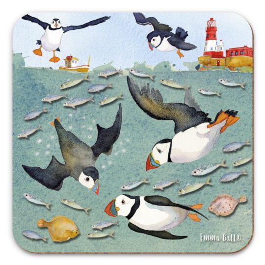 Diving Puffins Coaster by Emma Ball - O29SEA06