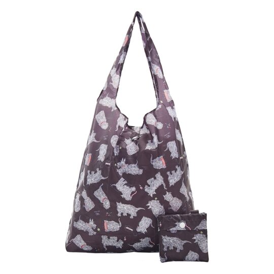 Black Scatty Scotty Foldable Shopper Bag by Eco Chic - A08BK