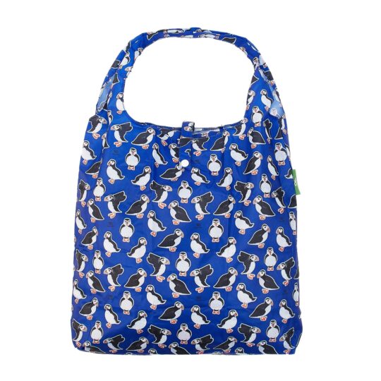 Blue Puffins Foldable Shopper Bag by Eco Chic - A29BU