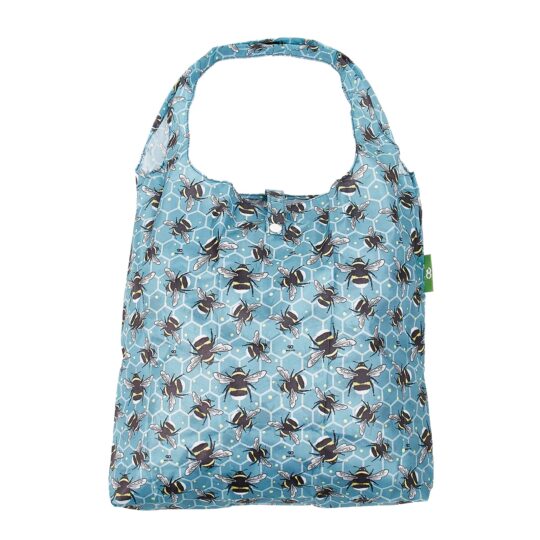 Blue Bumble Bees Foldable Shopper Bag by Eco Chic - A42BU