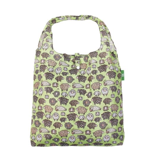 Green Cute Sheep Foldable Shopper Bag by Eco Chic - A44GN