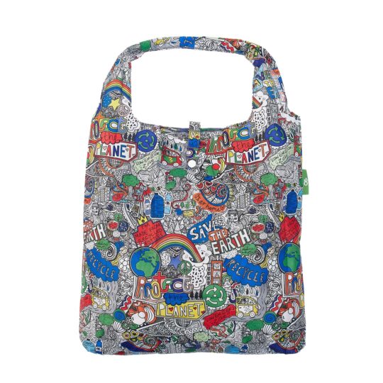Save The Planet Foldable Shopper Bag by Eco Chic - A48
