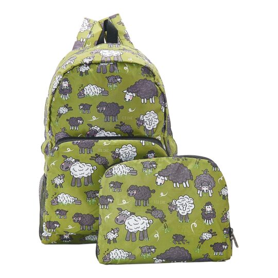 Green Sheep Foldable Backpack by Eco Chic - B26GN